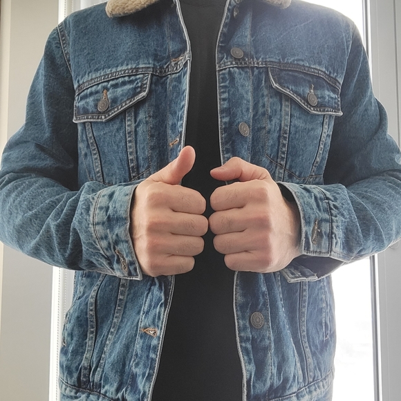 Mens Sheep skin lined Jean Jacket - Picture 5 of 9